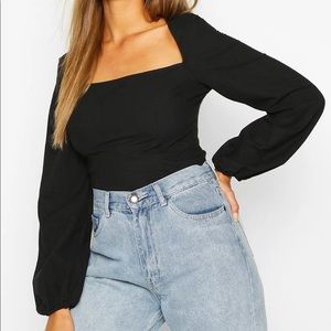 BRAND NEW ✨Woven Square Neck Oversized Sleeve Top✨